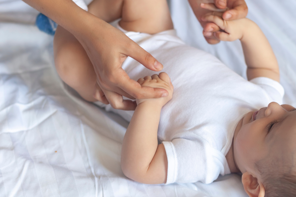 infant suffering from torticollis