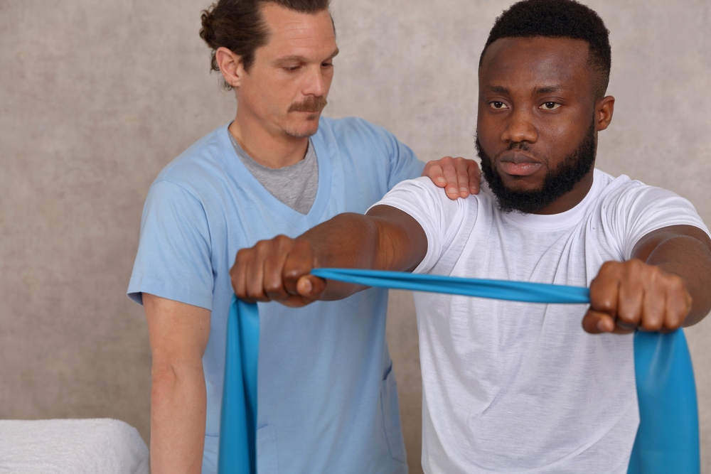 physical therapy for shoulder bursitis using resistance bands